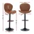 Artiss 4x Brown Shell Leather Bar Stools - Adjustable Height 95-113cm, Swivel Gas Lift, Metal Frame, Anti-Slip Base