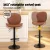 Artiss 4x Brown Shell Leather Bar Stools - Adjustable Height 95-113cm, Swivel Gas Lift, Metal Frame, Anti-Slip Base