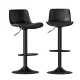 Artiss 2x Fynn Bar Stools, PU Leather, Adjustable Gas Lift, 360° Swivel, Black, 38cm Base, 53-78.5
