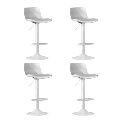 Artiss Fynn 4x Bar Stools White Leather Swivel Gas Lift Kitchen Dining Chairs Adjustable Height 130kg Set