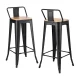 Artiss 2x Bar Stools: Black Metal & Pine MDF, Stackable, 77cm Seat Height, 120kg Capacity, Industrial Chic Design