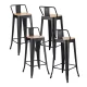 Artiss 4x Industrial Bar Stools - Black Metal & Pine MDF, Stackable, 77cm Seat Height, 120kg Capacity, Retro Design