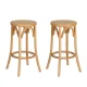 Artiss Bar Stools, Rattan Seat, Beech Wood Frame, 65cm Height, Pine Colour, Set of 2, 150kg Capacity, Easy Assembly