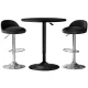 Artiss Bar Table and Stools Set Black, Height Adjustable, PU Leather, 60cm Table, Swivel, for Kitchen or Cafe