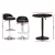 Artiss Bar Table and Stools Set Black, Height Adjustable, PU Leather, 60cm Table, Swivel, for Kitchen or Cafe