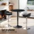Artiss Bar Table and Stools Set Black, Height Adjustable, PU Leather, 60cm Table, Swivel, for Kitchen or Cafe