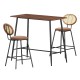 Artiss Industrial Bar Table & Stools Set - Oak/Black, Steel Frame, Rattan & PU Leather, Easy Assembly, 1-Year Warranty