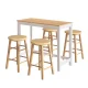Artiss Solid Wood Dining Set: Bar Table & 4 Beech Stools, Pine Finish, 30kg Capacity, Easy Assembly, Non-Toxic Paint