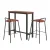 Artiss Bar Table and Stools Set, Industrial MDF Top, Steel Frame, Brown 100x40cm, 2 PU Chairs, Kitchen Dining