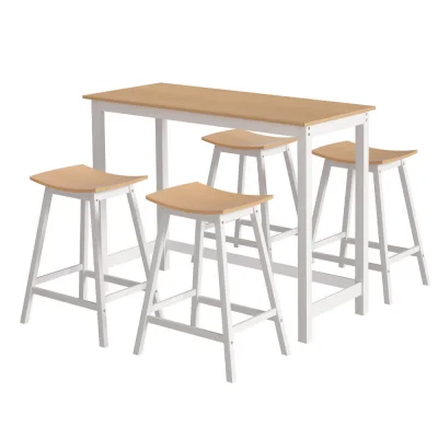 Artiss Solid Wood Bar Table & Stools Set, Pine & White, Durable L-Shape, Anti-Slip, Easy Assembly, 1-Year Warranty Artiss Solid Wood Bar Table & Stools Set, Pine & White, Durable L-Shape, Anti-Slip, Easy Assembly, 1-Year Warranty