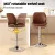 Artiss 1X Bar Stool Brown PU Leather Bentwood Swivel Adjustable Height 98-120cm Kitchen Counter Stool