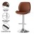 Artiss 1X Bar Stool Brown PU Leather Bentwood Swivel Adjustable Height 98-120cm Kitchen Counter Stool