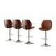 Artiss 4X Bar Stools: Adjustable Bentwood Kitchen Chairs with Brown PU Leather, 150kg Capacity, Anti-Slip Protectors