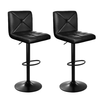 Artiss Set of 2 Black Bar Stools, PU Leather, Adjustable Gas Lift, 360° Swivel, Cross Back, Kitchen Dining Chairs Artiss Set of 2 Black Bar Stools, PU Leather, Adjustable Gas Lift, 360° Swivel, Cross Back, Kitchen Dining Chairs