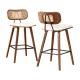 Artiss Set of 2 Bar Stools Kitchen Counter Chairs Rattan Backrest PU Leather Walnut Frame 64cm Beige