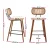 Artiss Set of 2 Bar Stools Kitchen Counter Chairs Rattan Backrest PU Leather Walnut Frame 64cm Beige