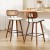 Artiss Set of 2 Bar Stools Kitchen Counter Chairs Rattan Backrest PU Leather Walnut Frame 64cm Beige