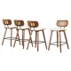 Artiss Set of 4 Bar Stools Kitchen Counter Chairs, Rattan Back, PU Leather, 64cm, Walnut Frame, Beige