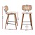 Artiss Set of 4 Bar Stools Kitchen Counter Chairs, Rattan Back, PU Leather, 64cm, Walnut Frame, Beige