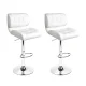 Artiss 2x White Bar Stools - PU Leather, Chrome Base, 360° Swivel, Gas Lift, Adjustable Height 87-109cm, Modern Design