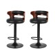 Artiss Bar Stools, Faux Leather, Adjustable Height, Black, 39x39x78-98cm, Contemporary Design, Set of 2