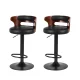 Artiss Bar Stools, Faux Leather, Adjustable Height, Black, 39x39x78-98cm, Contemporary Design, Set of 2