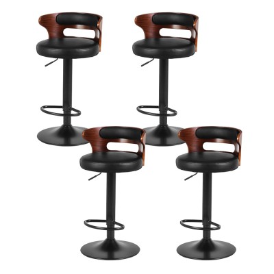 Artiss Bar Stools, Faux Leather, Black, Adjustable 61-81cm, Set of 4 - Contemporary Style for Any Space Artiss Bar Stools, Faux Leather, Black, Adjustable 61-81cm, Set of 4 - Contemporary Style for Any Space