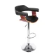 Artiss Selina Black Bar Stool - PU Leather, Wooden Seat, Chrome Gas Lift, Swivel, Adjustable 90-110cm, 130KG Capacity