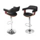 Artiss 4x Bar Stools Gas Lift with Armrest, PU Leather Padded Seat, Chrome Base, Black, Adjustable Height 90-110cm