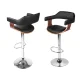 Artiss 4x Bar Stools Gas Lift with Armrest, PU Leather Padded Seat, Chrome Base, Black, Adjustable Height 90-110cm