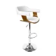 Artiss Selina Bar Stool - White PU Leather, Wooden Seat, Chrome Base, Adjustable Height 90-110cm, Swivel, TUV Certified