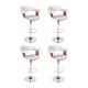 4x Artiss Bar Stools Gas Lift Height Adjustable White PU Leather with Armrest, Wooden Seat, Chrome Base, 88-109cm