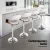 4x Artiss Bar Stools Gas Lift Height Adjustable White PU Leather with Armrest, Wooden Seat, Chrome Base, 88-109cm