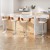 4x Artiss Bar Stools Gas Lift Height Adjustable White PU Leather with Armrest, Wooden Seat, Chrome Base, 88-109cm