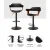 Artiss Selina Bar Stools - All Black PU Leather w/ Armrest, 360° Rotatable, Adjustable Height 62-82cm, Steel Base