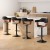 Artiss 4x Bar Stools Gas Lift PU Leather with Armrest, 62-82cm Adjustable Height, All Black, Steel Base
