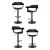 Artiss 4x Bar Stools Gas Lift PU Leather with Armrest, 62-82cm Adjustable Height, All Black, Steel Base