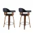 Artiss Bar Stools, PU Leather Seat, Wooden Legs, 63cm Height, Black, Stylish Rotatable Chairs with Anti-Slip Feet