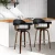 Artiss Bar Stools, PU Leather Seat, Wooden Legs, 63cm Height, Black, Stylish Rotatable Chairs with Anti-Slip Feet
