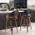Artiss Bar Stools, PU Leather Seat, Wooden Legs, 63cm Height, Black, Stylish Rotatable Chairs with Anti-Slip Feet