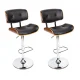Artiss 2x Bar Stools Black Leather - Wooden Seat, Chrome Base, Adjustable Gas Lift, Swivel, 96-117cm, Modern Design