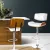 Artiss Bar Stool Gas Lift White Leather, Wooden Seat, Chrome Base, Swivel, Adjustable Height, 51x45x96-117cm
