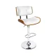 Artiss Bar Stool Gas Lift White Leather, Wooden Seat, Chrome Base, Swivel, Adjustable Height, 51x45x96-117cm