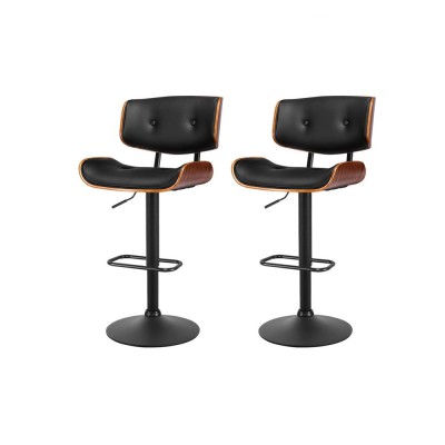 Artiss 2x Cherry Bar Stools - Black PU Leather, Adjustable Height 64-85cm, 360° Swivel, Chrome Base, 150kg Capacity Artiss 2x Cherry Bar Stools - Black PU Leather, Adjustable Height 64-85cm, 360° Swivel, Chrome Base, 150kg Capacity