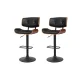 Artiss 2x Cherry Bar Stools - Black PU Leather, Adjustable Height 64-85cm, 360° Swivel, Chrome Base, 150kg Capacity