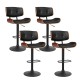 Artiss 4x Black Leather Bar Stools, Gas Lift, Wooden Seat, 360° Rotatable, 64-85cm Adjustable Height, 150kg Capacity