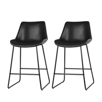 Artiss Fenella Bar Stools Set of 2 - Black PU Leather, 70cm Seat Height, Steel Frame, Elegant Design, Easy Assembly