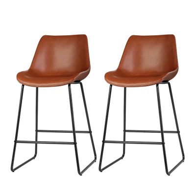 Artiss Fenella Bar Stools - Set of 2, 70cm Seat Height, Brown PU Leather, Steel Frame, Elegant Design, Easy Assembly Artiss Fenella Bar Stools - Set of 2, 70cm Seat Height, Brown PU Leather, Steel Frame, Elegant Design, Easy Assembly