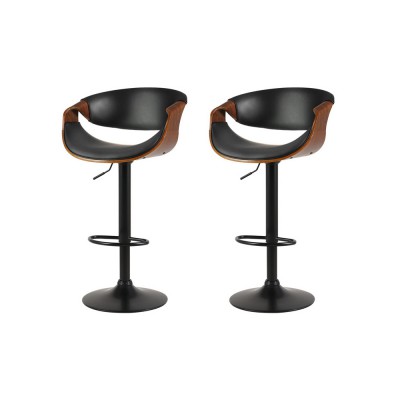 Artiss Bar Stools, PU Leather, Adjustable Height, Black, 60-83cm, Contemporary Design, Set of 2 w/ Armrests Artiss Bar Stools, PU Leather, Adjustable Height, Black, 60-83cm, Contemporary Design, Set of 2 w/ Armrests