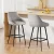 Artiss 2x Bar Stools Linen Upholstered, 60cm Counter Height Chairs with Curved Backrest, Grey & Black, Metal Legs
